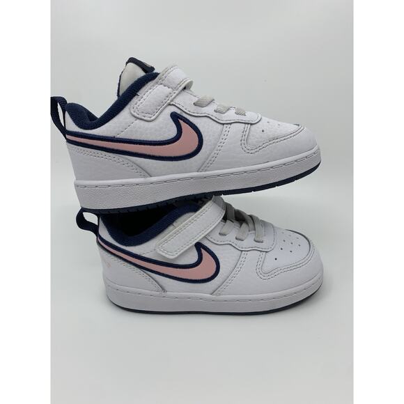 Nike Court Borough Low 2 White/Pink Glaze - Midnight Navy Toddler 6C - Picture 4 of 15